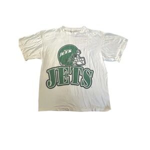 Vintage 90s NY Jets T Shirt XL Saturday's Hero Single Stitch White Football NFL